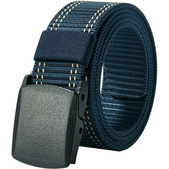 Mens Belts Web, Work Belt for Men with Plastic Buckle Durable Breathable Belts for Sport Trim to Fit 27- 46" Waist (Navy Blue)