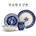 thumbnail image 3 of Euro Ceramica Blue Garden 16 Piece Oven Safe Hand Painted Stoneware Dinnerware Set, Service for 4, Bold Vase Design/Floral Pattern, White and blue$$Home Decor, Kitchen, & Other, 3 of 8