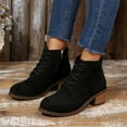 thumbnail image 6 of Chenyee Fashion Ankle Boots for Women Low Heels Chunky Suede Lace Up Zipper Short Dress Booties, 6 of 8