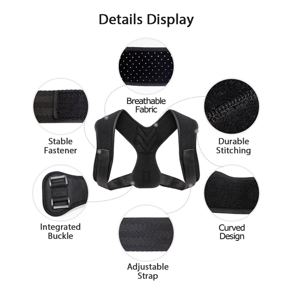 Yajisi Adjustable Posture Corrector Upper Back Brace for Men and Women, Premium Invisible Under Clothes Spine Alignment Support to Ease Pains on Back, Shoulders and Neck, Breathable Material, Size L