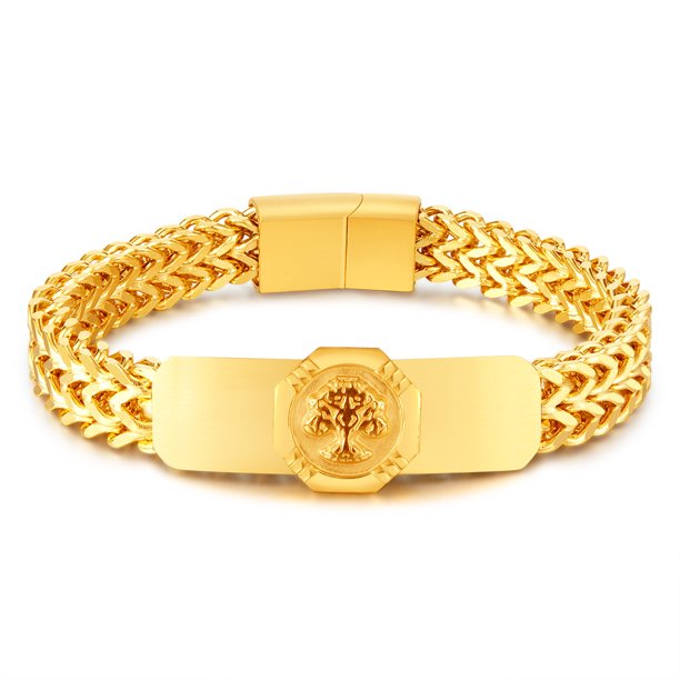 Pulsera para hombre de acero inoxidable con acabado dorado
