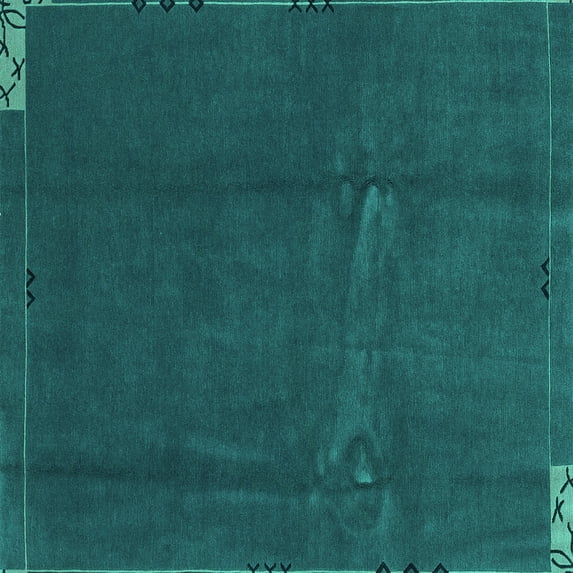 Ahgly Company Indoor Square Abstract Turquoise Blue Modern Area Rugs, 3' Square