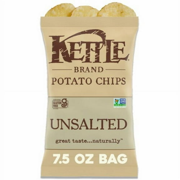 2X - Kettle Brand Potato Chips Unsalted Kettle Chips-7.5 oz