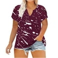 thumbnail image 2 of New trending & for spring GaThRRgYP Summer Tops for Women Plus Size,Womens Plus Size Summer Casual Neck T-Shirts Leaf Sleeve Fashion Loose Blouse Wine XXXXXL, 2 of 5