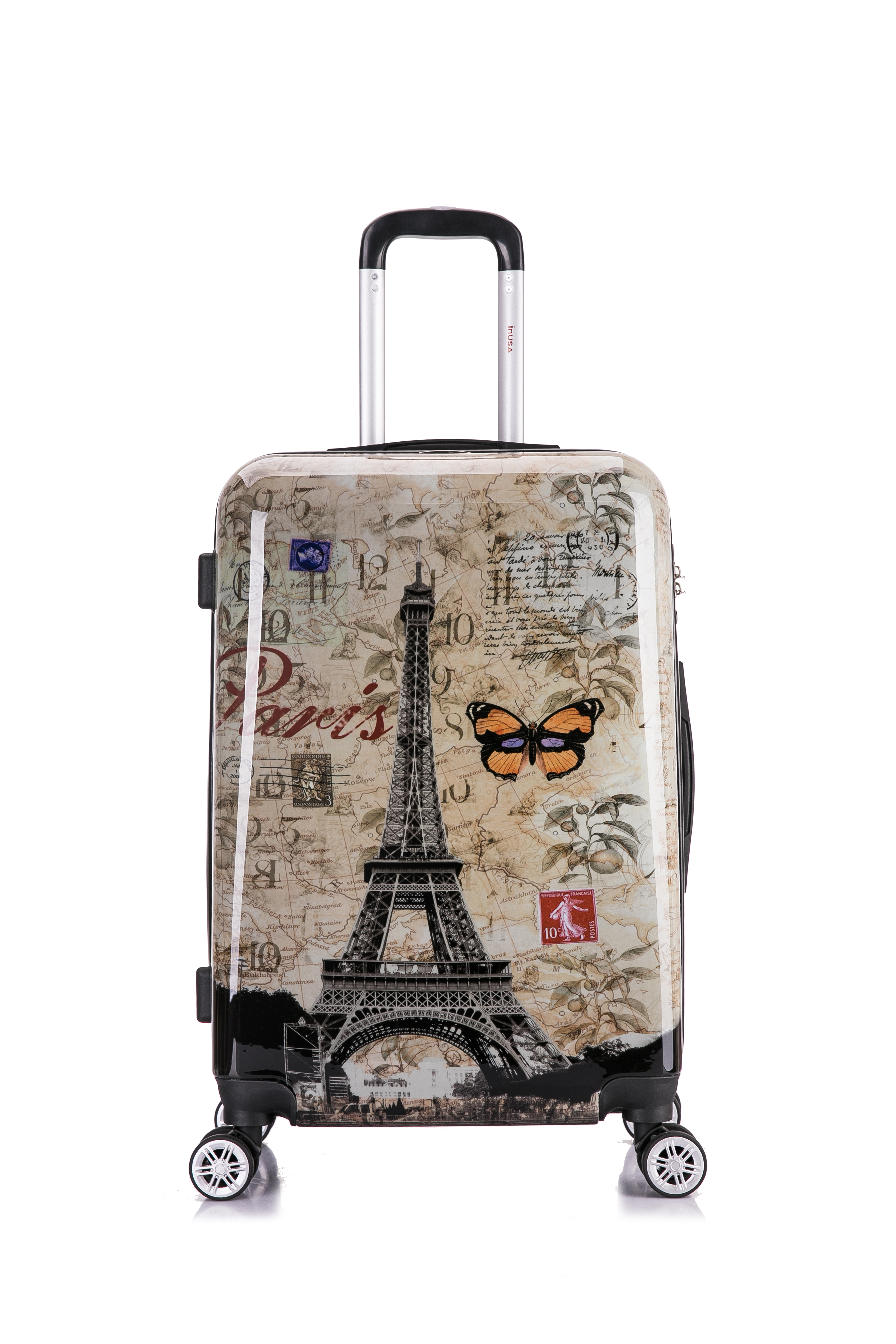 InUSA Print 24" Hardside Checked Luggage with Spinner Wheels, Handle and Trolley, Paris - image 3 of 15