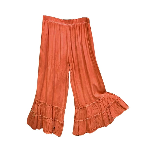 Qingpeng Wide Leg Cotton Linen Pants for Women High Waisted Pants Summer Casual Loose Flowy Pants Trousers