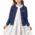 thumbnail image 2 of Mifsaly Girls Long Sleeve Cardigan Sweater Button Down Knit Cardigans Lightweight Cute Strawberry Embroidery Casual Fall Winter Warm School Outerwear, 2 of 9