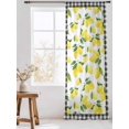 thumbnail image 3 of Sheer Curtains 108 Inches Long, Yellow Lemon Semi Sheer Curtains Light Filtering Window Treatment, Summer Botanical Black Plaid Farmhouse Privacy Voile Drapes for Living Room Bedroom 52x108 Inch, 3 of 7