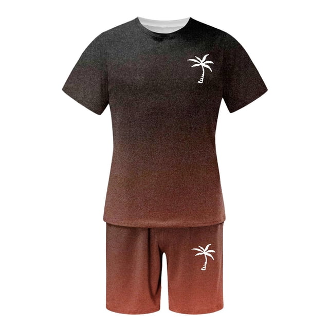 SHIXIAOO Men's 2025 Summer Tracksuit Plus Size Short Sleeve O Neck Athletic Suit Casual Color Block Drawstring Waist Tracksuit Set Men's Suits Slim Fit Modern Chef Suit for Men