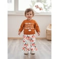 thumbnail image 6 of BemeyourBBs Toddler Girl Halloween Outfit Pumpkin Sweatshirt Flare Pants Headband, 6 of 9
