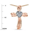 thumbnail image 2 of Star K� Heart Shape 6mm Genuine Aquamarine Ribbed Cross Of Love Pendant Necklace 14k Rose Gold, 2 of 9