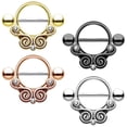thumbnail image 4 of Nipple Piercing Shield Lace Swirls with Clear CZ Surgical Steel - 1Pair, 4 of 5