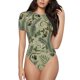 thumbnail image 1 of Balery Tropical Plants Green Body de cuello redondo de manga corta para mujer Tops de manga corta Tops básicos-Large, 1 of 7