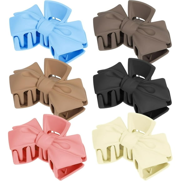shiyou-6 Pcs Bow Hair Clips For Women Claw Clips Plastic Hair Clips Women Hair Clips Hair Bow Clips Bow Barrette Bow Shaped Hair Pin Hair Accessories