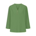 thumbnail image 4 of Green Women Shirts, Women'S Fashion Casual V Neck Button Up Short Sleeved Blouse,Women Shirts L, 4 of 6