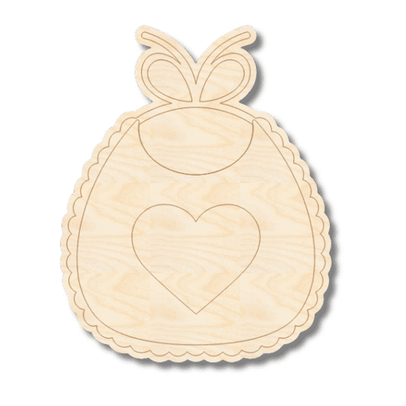 Unfinished Wood Etched Heart Bib Shape 16" / 1/4"