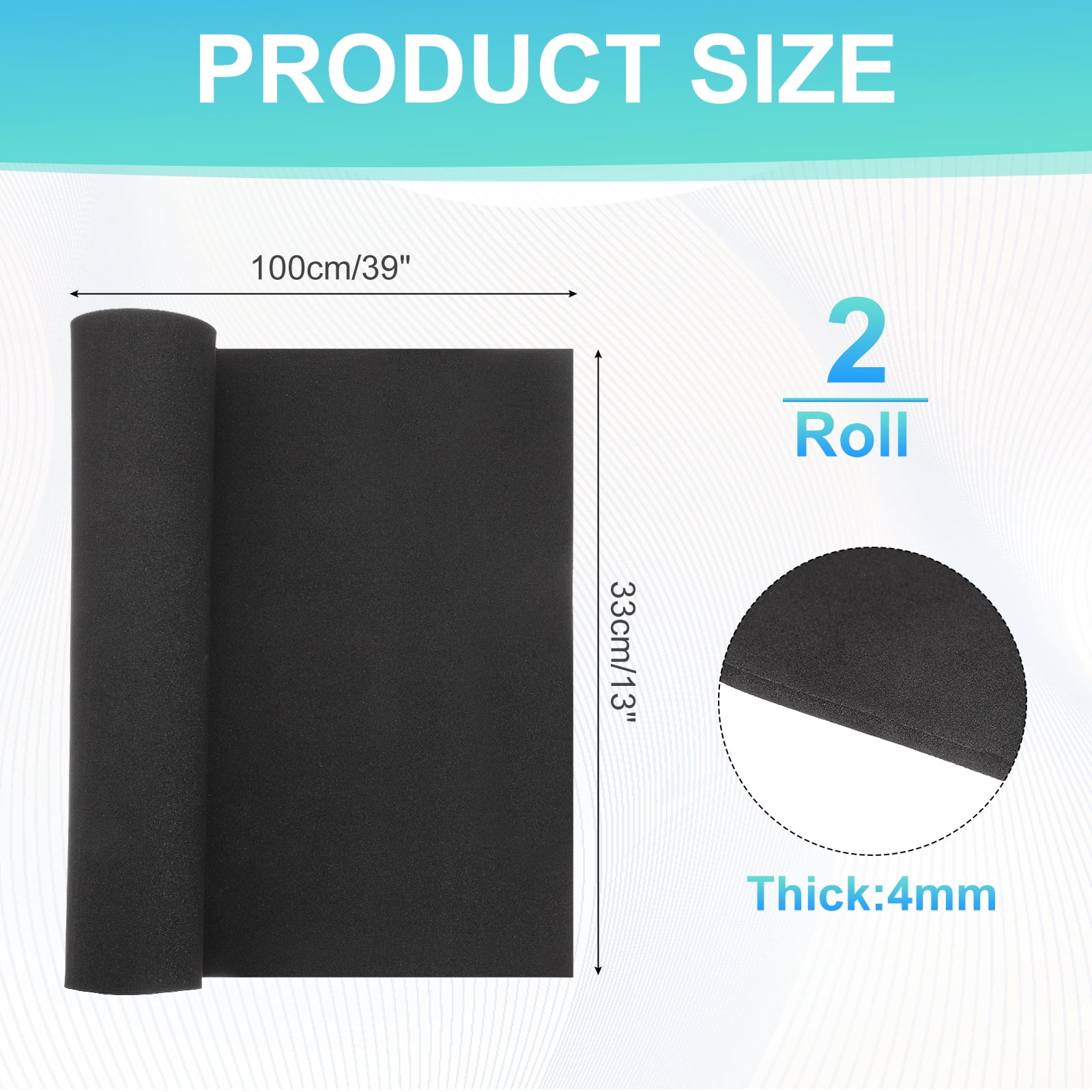 Uxcell 2 Roll Black Foam Sheets, 39" x 13" x 0.16" High Density EVA Foam Roll Board Cosplay Craft Sheet for DIY Crafts Projects Furniture Protecting Insulation Weather Stripping