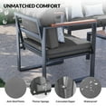 thumbnail image 2 of ECOPATIO 6 Pieces Patio Furniture Set, Metal Patio Conversation Set, Outdoor Furniture Set with Thicken Cushion and Plastic-Wood Coffee Table (Dark Grey), 2 of 6