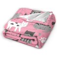 thumbnail image 2 of Manta de forro polar decorativa ultra suave y cálida para todas las estaciones con diseño de patas de gato, infantil y naive (rosa), para cama, silla, coche, sofá, dormitorio, 80 x 60 pulgadas, 2 of 8