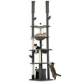 thumbnail image 1 of PawHut 89"-100" Floor to Ceiling Cat Tree w/ Scratching Posts, Grey, 1 of 10