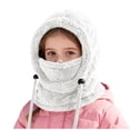 thumbnail image 2 of PInxai Kids Hats Winter Warm Thick Double-Layer Pullover Scarf Hat Fleece Lined Solid Color Windproof Outdoor Hats,White,3-10 Years, 2 of 6