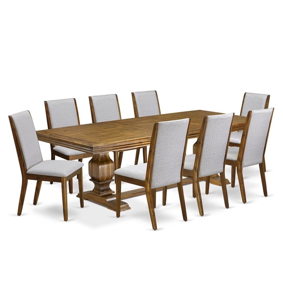 Luxe by East West Furniture 9 Pieces Dining table set of a Kitchen Table and 8 Dining Room Chairs