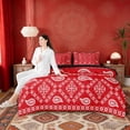 thumbnail image 4 of Erosebridal Bohemian Red Paisley Bedding Comforter Set, Hippie Elephant Queen Bedding Sets, Black Reversible 7-Piece, 4 of 6