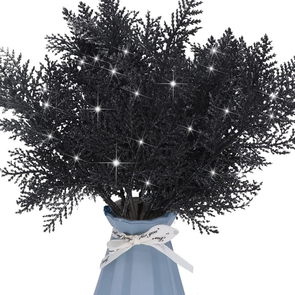20Pcs Christmas Tree Picks Sprays 10.4" Glitter Artificial Pine Needles Branches Twigs Fake Pine Stems Picks for Xmas Tree Holiday Arrangement Crafts DIY Garland Wreath Home Decor