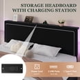 thumbnail image 3 of Amolife King Size Lift Up Hydraulic Storage Bed Frame, Velvet Adjustable Headboard with LED Light and Built-in Charging Station and Storage Shelf, Black, 3 of 10