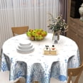 thumbnail image 6 of Summer Coastal Table Cloth Round 60 Inch Blue Ocean Coral Tablecloth Round Nautical Coastal Round Table Cloths Farmhouse Beach Theme Wallpaper Decoration for Home Kitchen Dining Room Party Picnic, 6 of 7