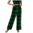 thumbnail image 3 of Hessimy Pajama Pants Pajama Pants Teen Girls Buffalo Plaid Pajamas Plush Pajama Pants Fleece PJs for Boys Elastic Waistband Lounge Pants with Pockets(Green,18 Years), 3 of 9