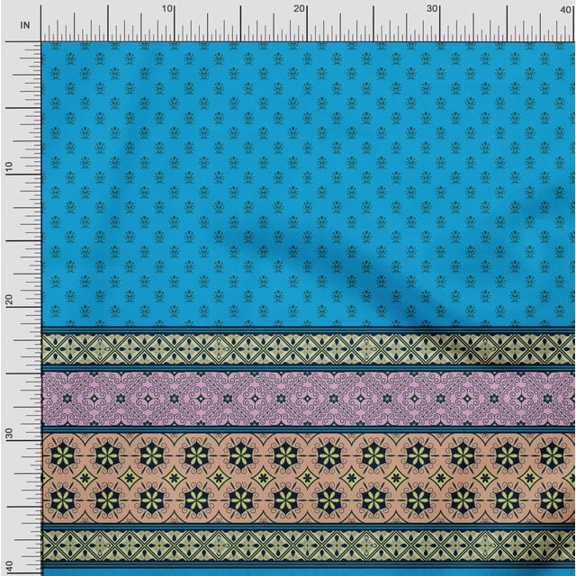 Soimoi Modal Satin Fabric Swirl,Leaves & Floral Panel Print Fabric by Yard 42 Inch Wide