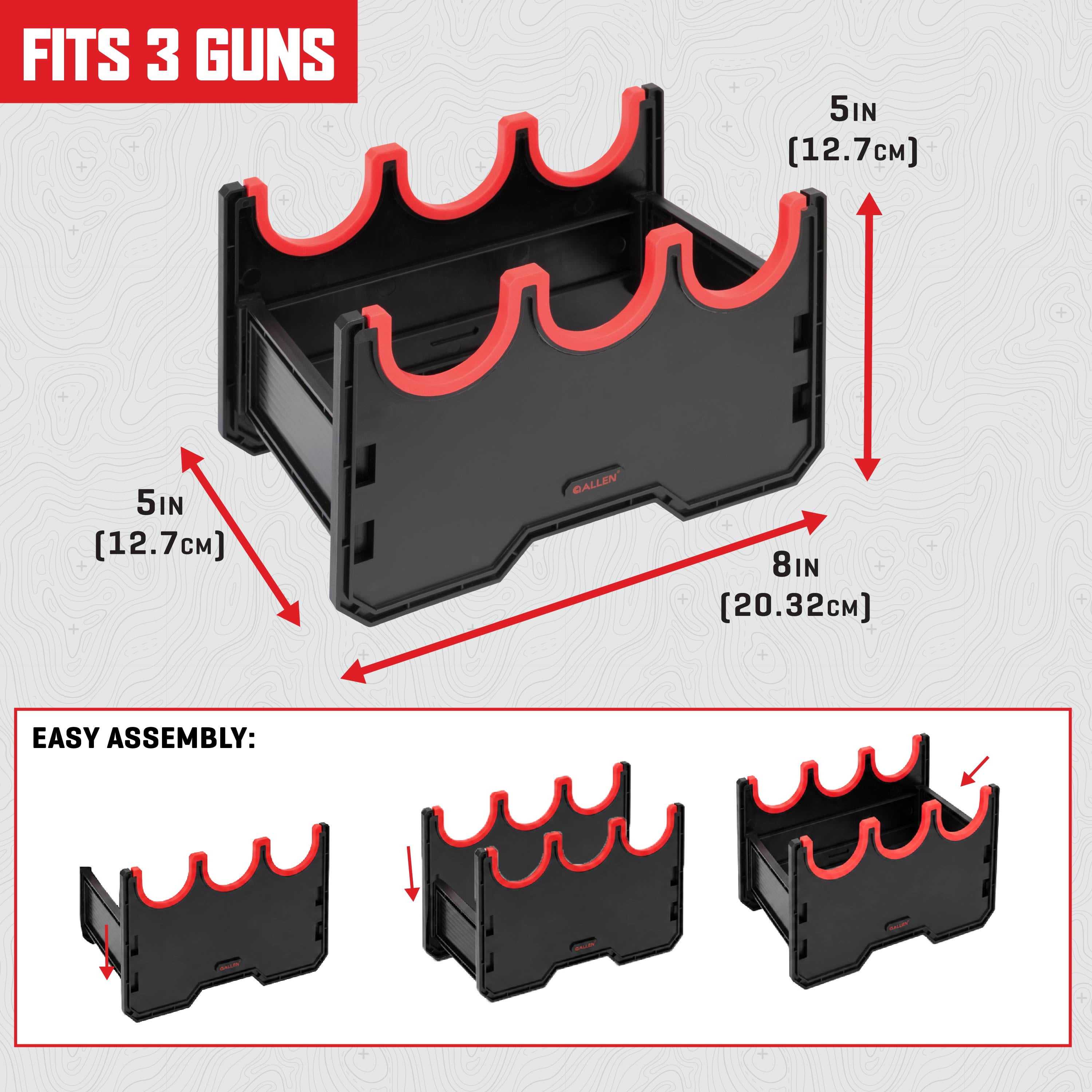 Allen Company Handgun Storage Rack, Holds 3 Handguns, Plastic Organizer