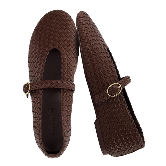 Cushionaire Bistro Mary Jane Flats for Women - Woven Ballet Flats with Strap and Memory Foam for All-Day Comfort | Womens Casual Shoes