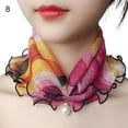 thumbnail image 2 of Trayknick Scarf Painting Print Imitation Pearl Durable Ruffle Edge Lady Headscarf for Banquet, 2 of 13