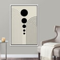 thumbnail image 2 of PixonSign Framed Canvas Print Wall Art Duotone Geometric Stripe Waves Dark Circles Abstract Shapes Illustrations Modern Art Boho Decorative Chic for Living Room, Bedroom, Office - 16"x24" WHITE, 2 of 5