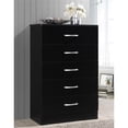 thumbnail image 2 of Hodedah Commode Contemporaine en Bois à Cinq Tiroirs, Fini Noir, 2 of 6