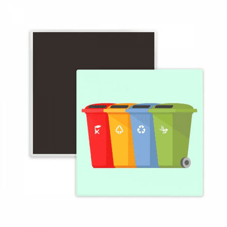 

Care Environment Classify Dustbin Square Ceracs Fridge Magnet Keepsake Memento
