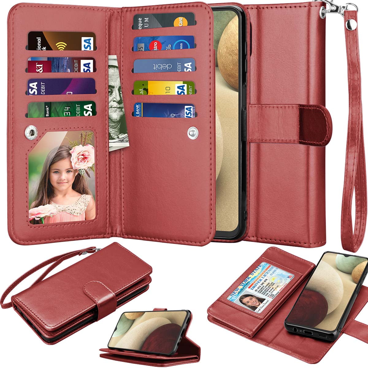 classic high quality leather wallet card slot case for Samsung