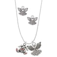 thumbnail image 1 of Delight Jewelry Silvertone Sitting Bunny with Easter Egg Silver tone Guardian Angel Charm Necklace and Stud Earrings, 1 of 4