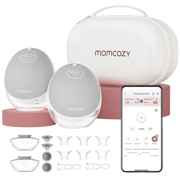 Extractor De Leche Eléctrico Momcozy Mobile Flow M9 24mm Paquete de 2 Gris
