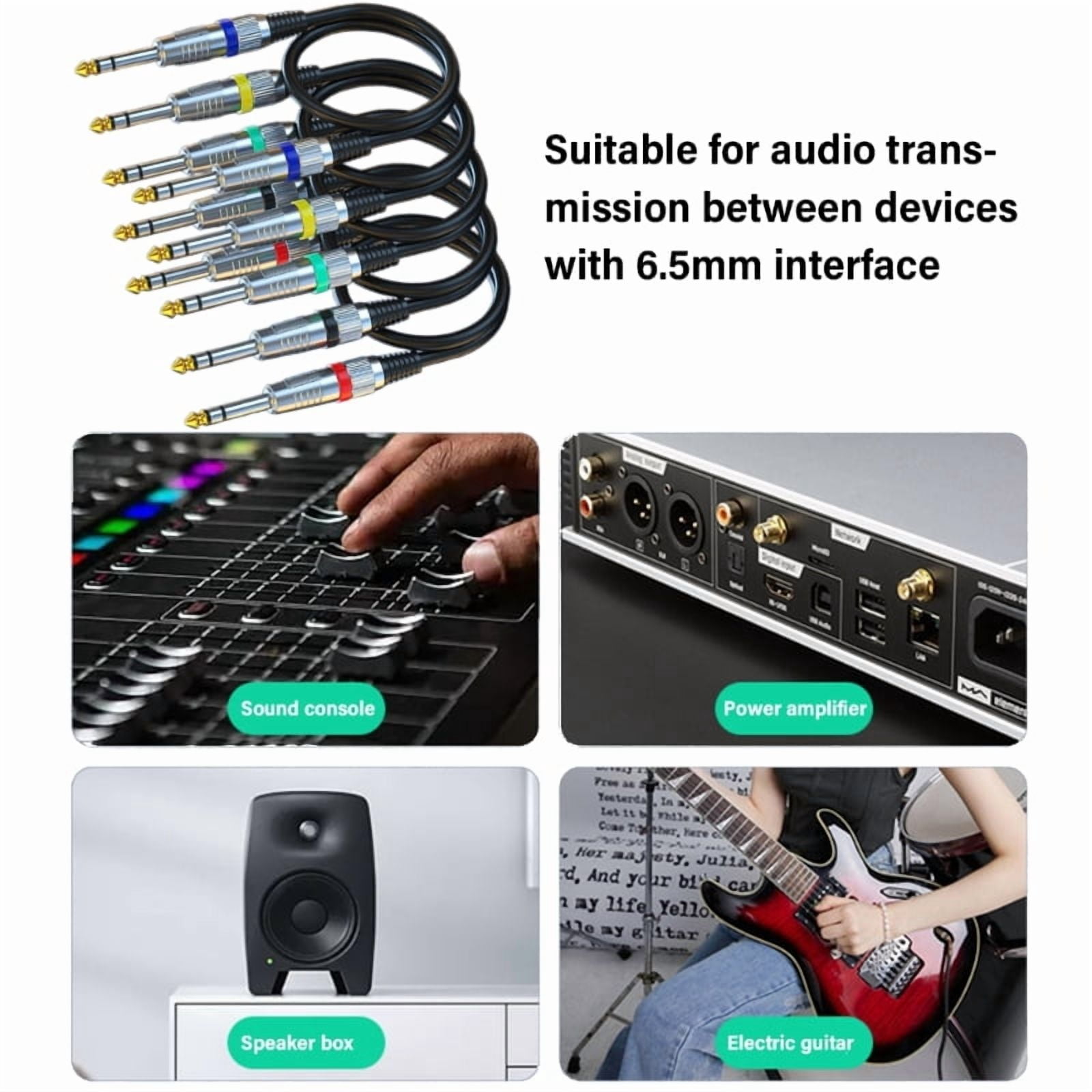 Professional 6.35mm Male to Male Stereo Audio Cable Amplifier Guitar Connection Cord for Amplifiers, Mixers, Guitars