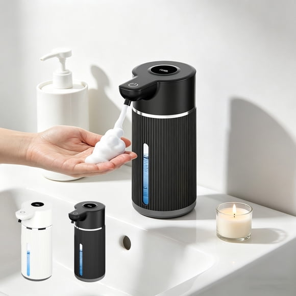 Máquina desinfectante de manos de espuma sin contacto con dispensador automático de jabón - Sensor infrarrojo, recargable, bomba portátil para encimera, uso interior y exterior en el hogar