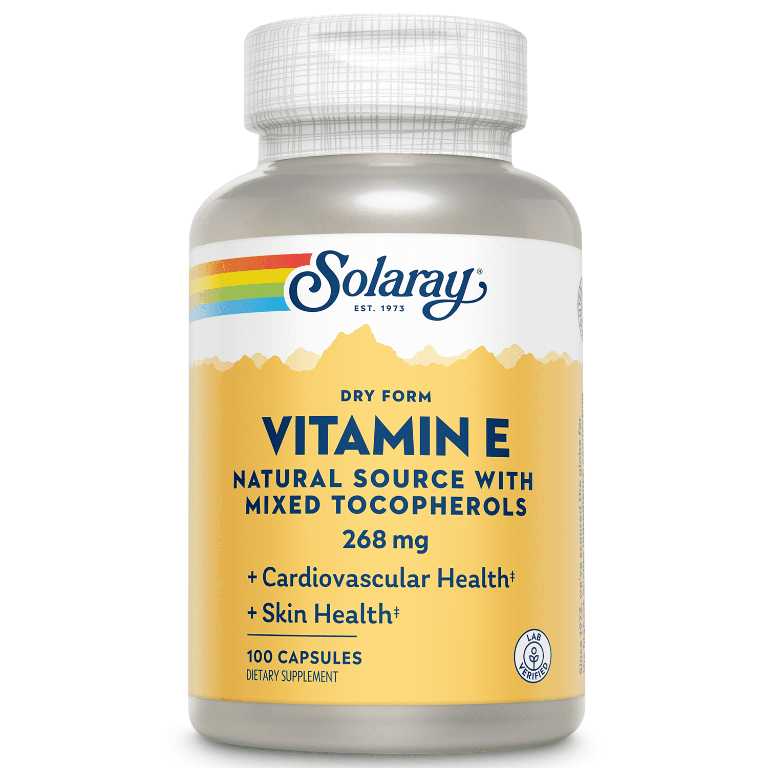Solaray Vitamin E, Dry 400 IU w/ Mixed Tocopherols | Non-Oily | Healthy Cardiac Function, Antioxidant Activity & Skin Health Support | 100 Capsules