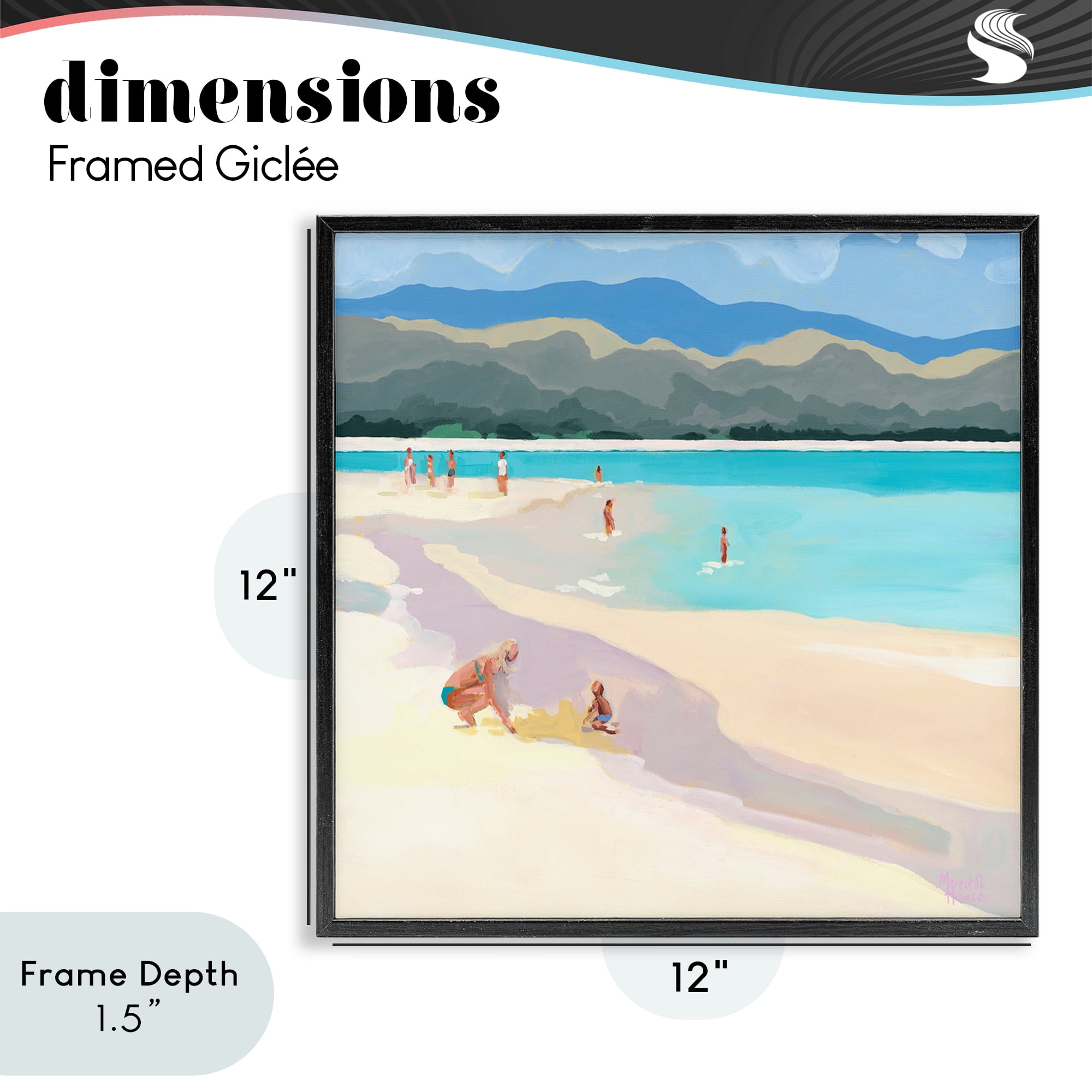 Stupell Industries Mother & Child Beach Scene Black Framed Giclee Art, design by Meredith Howse