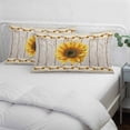 thumbnail image 3 of Vintage Sunflower Pillow Covers, Linen Long Throw Pillow Case, Wooden Yellow Summer Botanical Floral Retro Holiday Pillow Protector Decorative Cushion Cover for Living Room/Bedroom 16" x 24", 3 of 8
