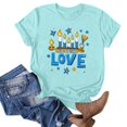 thumbnail image 2 of Jinhomg Funny Hanukkah Shirt for Women Cute Love And Light Chanukah Tees Lightweight Comfy Short Sleeve Menorah Celebration Tops Light Blue S, 2 of 4