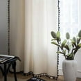 thumbnail image 3 of Nvzi Boho Cotton Linen Window Curtain with Black Tassels Bedroom Living Room Window Treatment 1 Panel Drape 87 inches Long Beige, 3 of 5