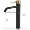 thumbnail image 2 of Grifo para lavabo de baño, grifo mezclador monomando, grifo para lavabo de baño, agua fría y caliente disponible, negro y dorado, 2 of 5