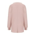 thumbnail image 5 of miqiqism Womens Comfy Waffle Knit Tops 2024 Fashion Long Lantern Sleeve Sweatshirts Juniors Casual Solid Color Blouses V Neck Oversized Tunic T Shirts,Pink,Large, 5 of 6